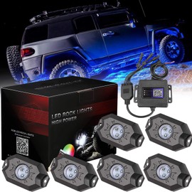 RGB LED Rock Light, Moso LED 6 RGB LED Pods Multicolor Neon Rock Light Kit with Bluetooth Remote Control Muiti-Modes Underglow Rock Rail Lights for ATV SUV Off-Road Truck Boat Marine
