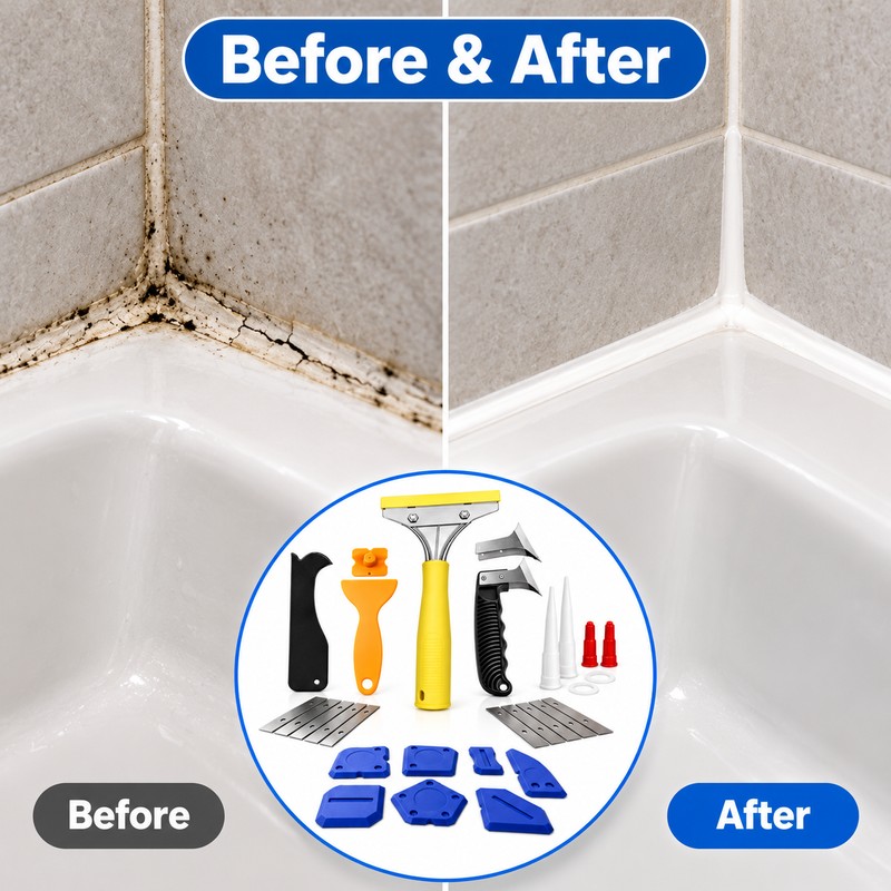 25-Piece Caulking Tool Kit for Bathroom & Kitchen – Caulk