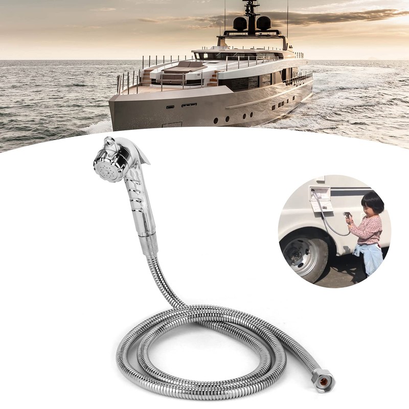 RV Shower Hose, External Nozzle Water Supply Shower Head Stainless