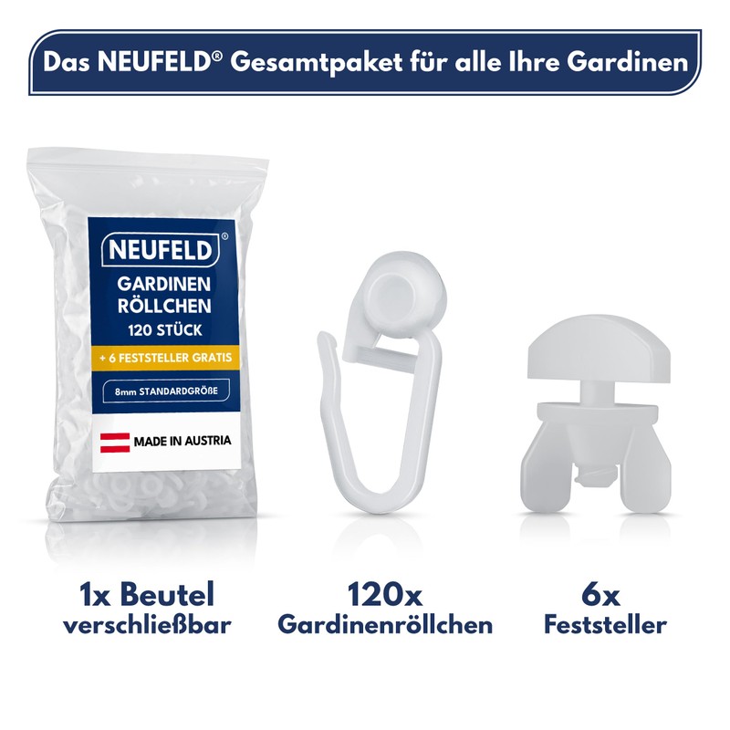 NEUFELD® 120 Curtain Rollers For Inner Track Rails (including 6