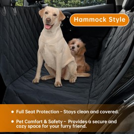 Novotopia Dog Car Seat Cover for Back Seats 100% Waterproof, Long-Lasting and Soft Nonslip Backseat Dog Cover for Cars, SUVs and Trucks (Black, Standard (54" W x 59" L))