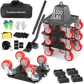 Heavy Duty Furniture Dolly with 5 Wheels, 3300 lbs Load Capacity for Easy Moving and Storage, Furniture Lift Mover Tool Set Perfect for Heavy Home or Office - Made of Premium Carbon Steel(4 Packs)