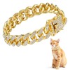 Amabro Cat Chain Collar, Diamond Cuban Link Kitten Walking Collar