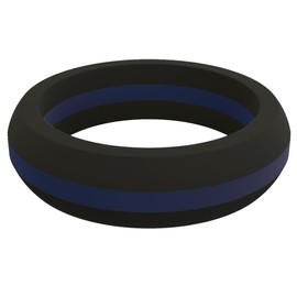 QALO Classic Thin Line Silicone Ring for Women (Blue, Size 09) - Breathable & Durable Silicone Wedding Bands - Womens Silicone Wedding Rings - Rubber Engagement Rings for Her