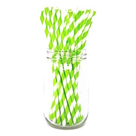 Picture Perfect Party Premium Paper Straws [Pack of 25 Drinking Straws] (Lime Green Stripes)