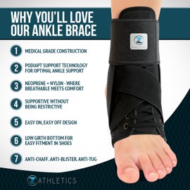 Zenith Ankle Brace, Lace Up Adjustable Support – for Running, Basketball, Injury Recovery, Sprain! Ankle Wrap for Men, Women, and Children