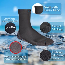 OMGear Water Socks Beach Volleyball Socks Sand Proof Booties Quick Dry Swim Hosiery Aqua Dive Footies for Sand Soccer Snorkeling Surfing Rafting Kayaking(High CutKevlar,L)