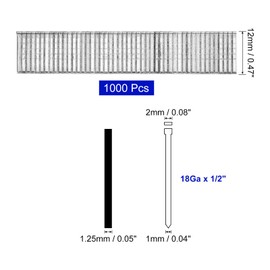 uxcell 1000Pcs 18 Gauge Brad Nails, 1/2" Length Straight Finishing Nails, Galvanized Carbon Steel Nails for Woodworking Construction Silver
