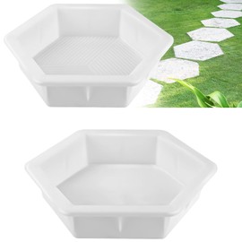 2 Size Hexagon Stepping Stone Mold, 9" /11.4" Reusable Cement Molds for Concrete, Plastic Concrete Molds for Walkways, Pavement and Garden