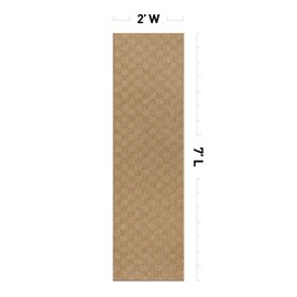 Rugshop Natural Easy Jute Reversible Indoor Outdoor Runner Rug – Cube Geometric Pattern, Weather-Resistant Low-Pile Flatweave Carpet for Patio, Deck, Porch & Entryway 2' x 7' Natural