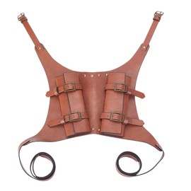 HOBBIESAY 1Pc Medieval Viking Double Back Sword Frog Adjustable Swords Brown Sword Back Harness Faux Leather Swords Frog Sheath Strap for Costume Cosplay LARP DIY Crafting Custome