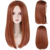 20 Inch Long Straight Ginger Brown Wig for Women Natural