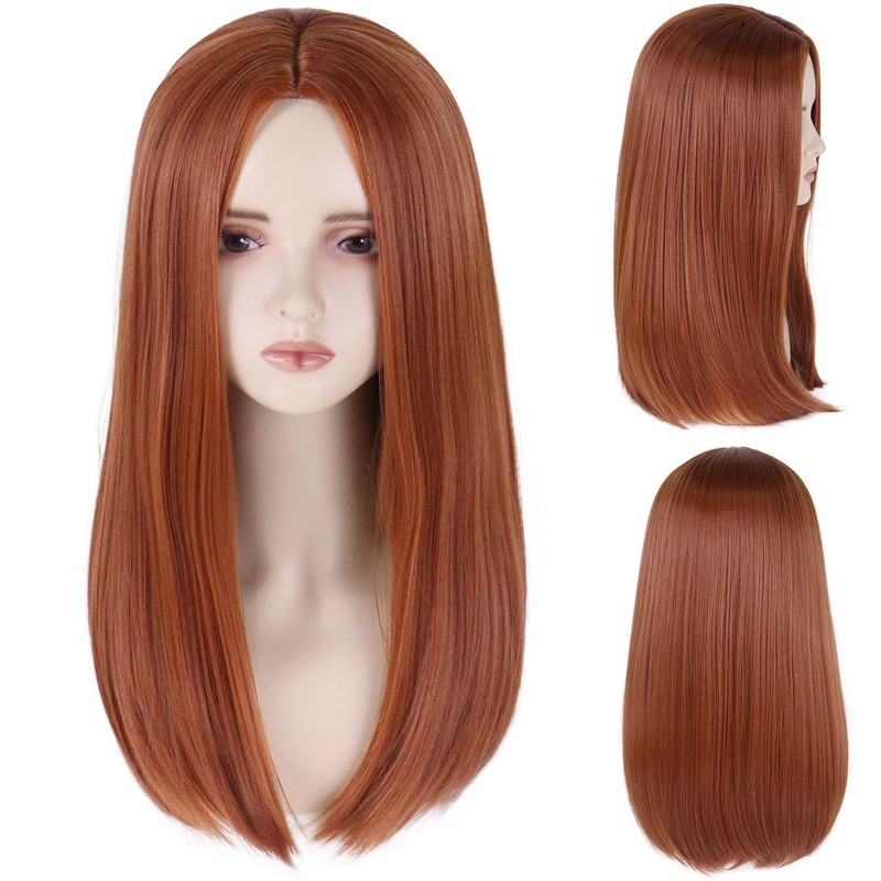 20 Inch Long Straight Ginger Brown Wig for Women Natural