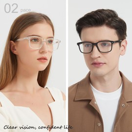 SUNAMOY Nearsighted Shortsighted Myopia -2.75 Glasses Mens Womens Blue Light Spring Hinge Distance Glasses for Driving Transparent Frame (NOT READING GLASSES)