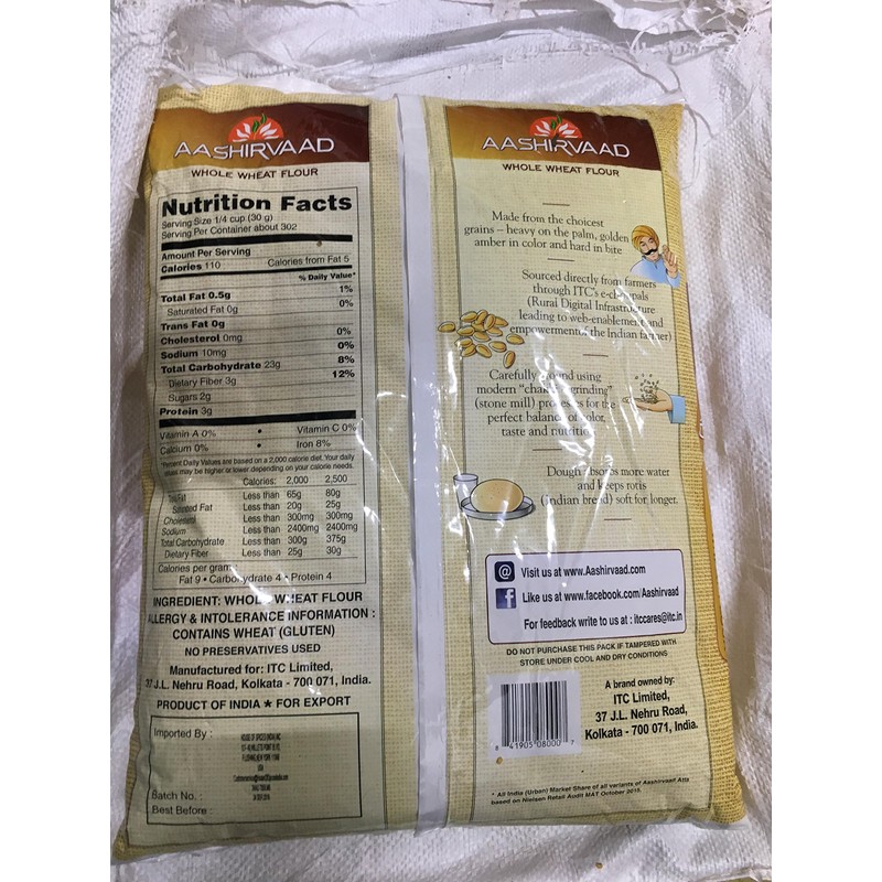 AASHIRVAAD WHOLE WHEAT FLOUR 20 LB
