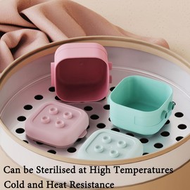 Building Blocks Food Storage Containers with Lids, 4PCS Reusable Snack Containers, Food Storage Containers, Stackable Lunch Box