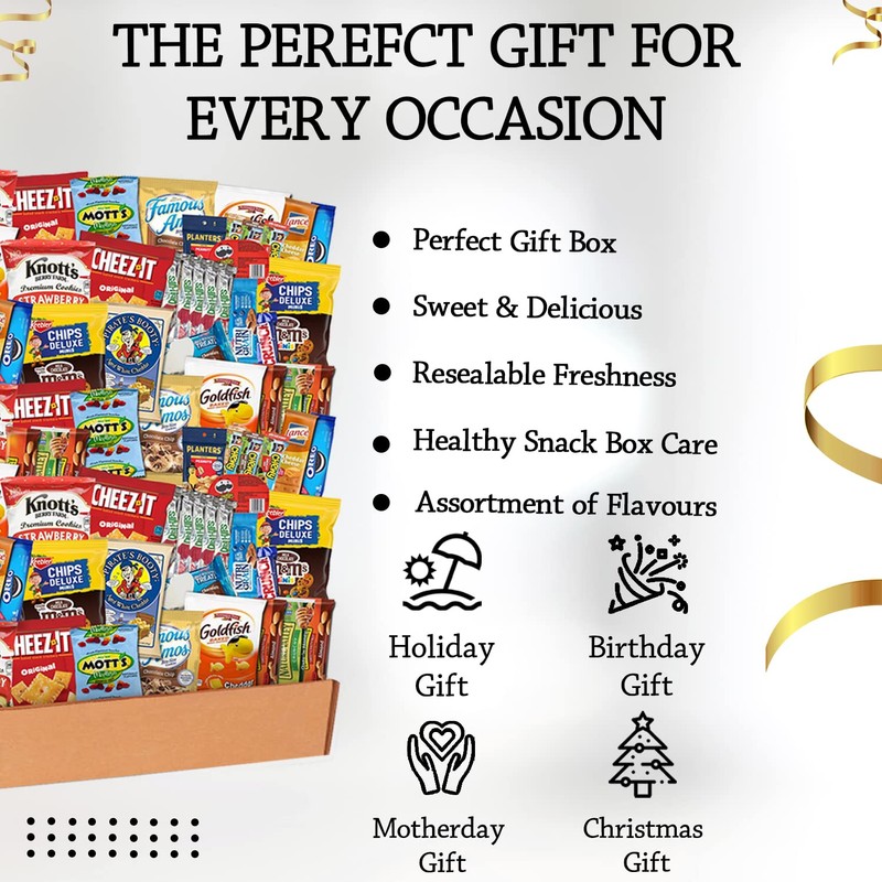 Snack Box Care Package (120 Count) Variety Snacks Gift Box