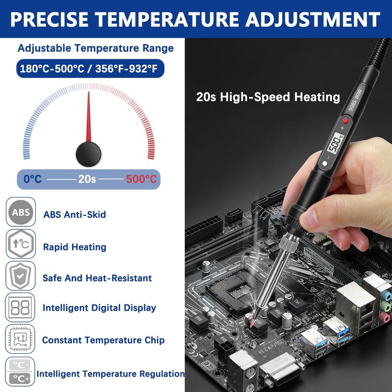 Soldering Iron Heat Set Insert Tool, 80W 110V LCD Digital