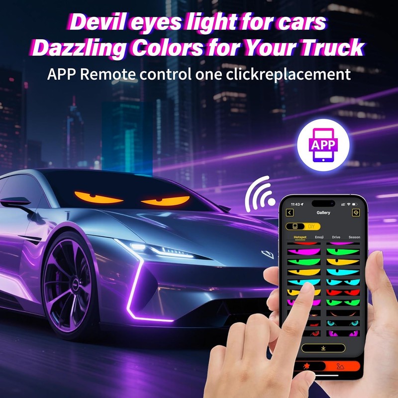 Aolawco Devil Eyes Light for Cars, 10 x 35 cm
