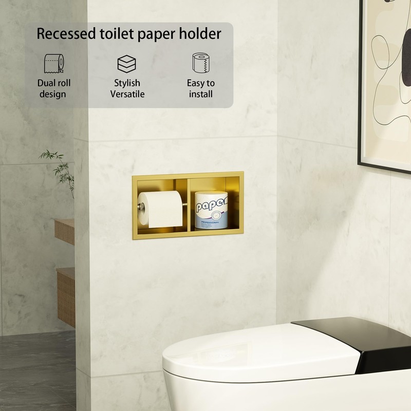 Neodrain Dual Roll Recessed Toilet Paper Holder - 304 Stainless
