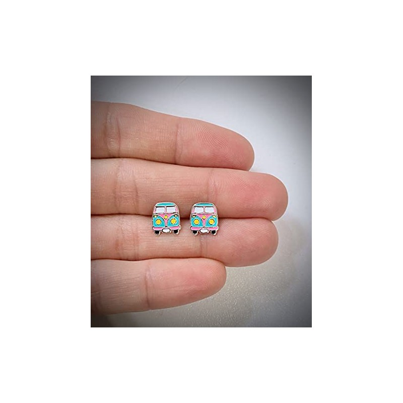Sterling Silver Mini Bus Camper Van Earrings