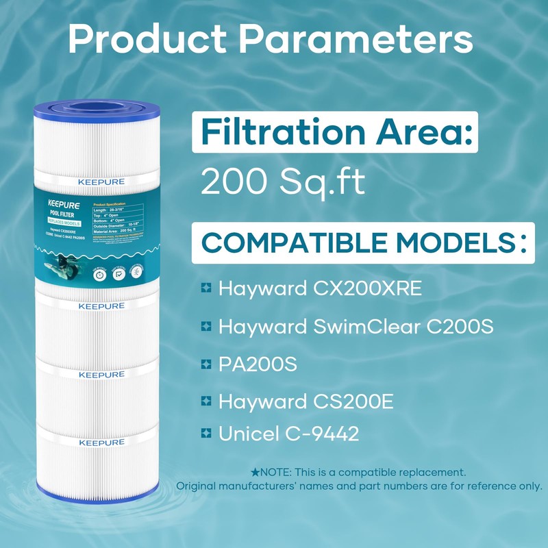 KEEPURE C200S Pool Filter Cartridge Compatible with CX200XRE, C-9442, PA200S,