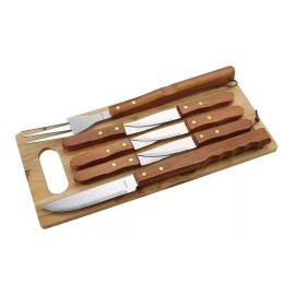 Importacion Set De Cuchillos Parrilleros Asador Con Tenedor Acero Inox