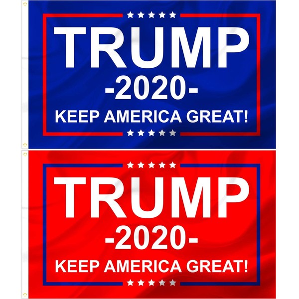 RED COUNTRY Donald Trump 2020 Flags, 2 Pc Set, Keep America Great, Front Yard, Garden and Outdoor Use, UV and Weather Resistant, MAGA