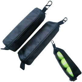 YBWYDH 2 Pcs Pickleballs Bag with Metal Hook Portable Tennis Ball Storage Bag for Backpack Paddle Accessories Sport Gear Holds 3 Regular Each Training Equipment Pickleball Pouch Pickle Hook（Black