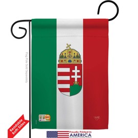 Hungary Garden Flag Set Wood Dowel Regional Nationality Nation International World Country Particular Area Small Decorative Gift Yard House Banner Double-Sided Made In USA 13 X 18.5
