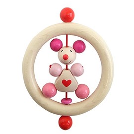 High Female, Inc Made in Germany Wood Toy Pacifier Rattle Teeth For The Heart Mouse Pink