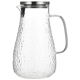 Karafu Glass Pitcher with Lid, 78 Ounces Wide Mouth Heat Resistant Water Jug for Hot/Cold Water, Ice tea and Juice Beverage Clear