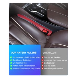Homaupt Car Seat Gap Filler, 2 Pack PU Leather Fill The Gap Between Seat and Center Console, Seat Crevice Blocker Stop Things from Dropping, Universal Vehicle Interior Accessories for Car SUV Red