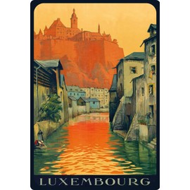 Tin Sign 20 x 30 cm Curved Travel Poster Luxembourg Luxembourg Decorative Gift Sign
