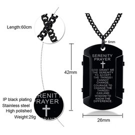 Jude Jewelers Stainless Steel Christian Cross Serenity Prayer Religious Pendant Necklace, Metal