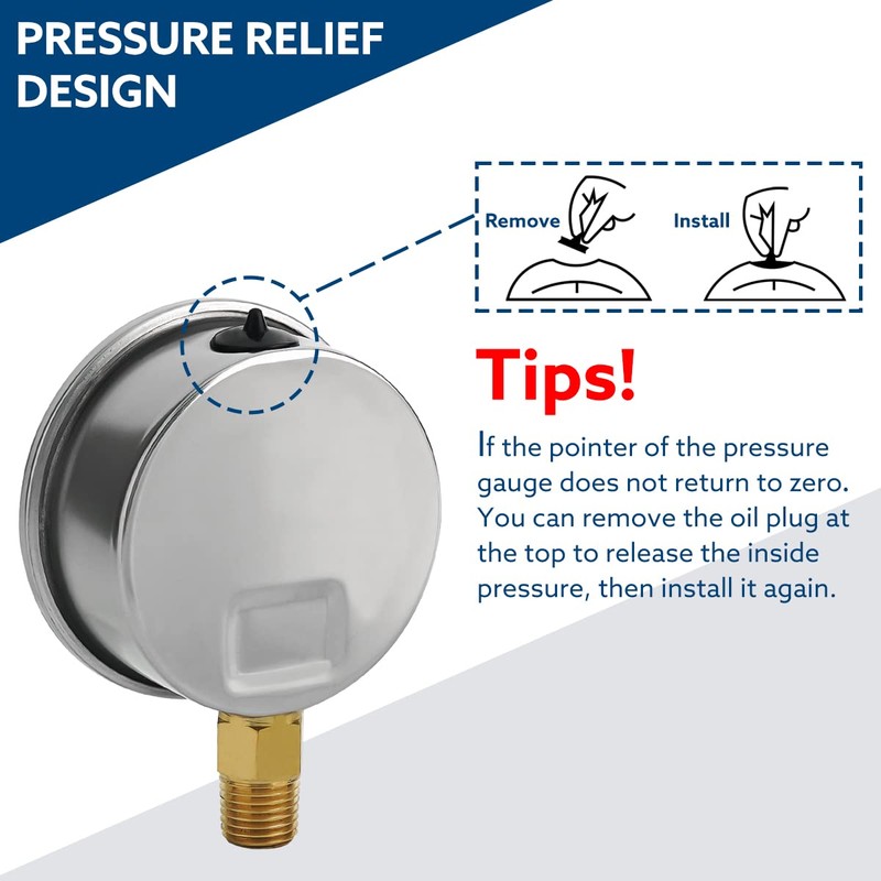 SENCTRL 60 Psi Glycerin Liquid Filled Low Pressure Gauge, 2.5"