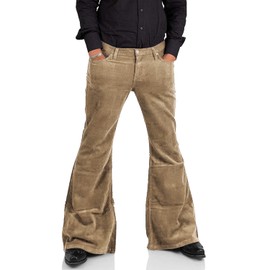 Men's Corduroy Vintage Bell Bottom Pants 70s,Disco Stretchy Flared Pants Fit 60s 70s Outfits for Men,Mens Bell Bottom Jeans., Brown2, Large