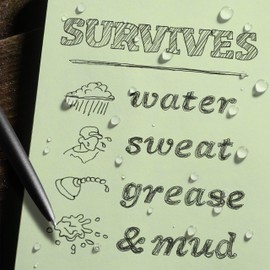 Rite in the Rain Weatherproof 3" x 5" Top-Spiral Notebook Kit: Tan CORDURA Fabric Cover, 3" x 5" Green Notebook, and an Weatherproof Pen (No. 935-KIT), Green / Tan