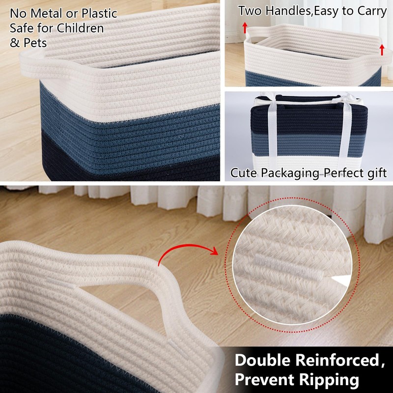 OIAHOMY Storage Basket, Woven Baskets for Storage, Cotton Rope Basket