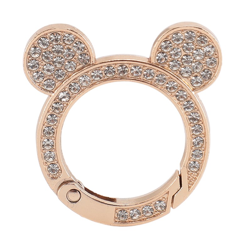 10pcs Rhinestone Spring O Rings Cute Bear Head Zinc Alloy