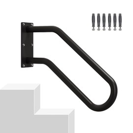 Hand Rails for Outdoor 1-2 Steps, Indoor Stairs, Bathroom, Wall Mount Non-Slip U-Shape Stair Hand Railing Black 1 Pack