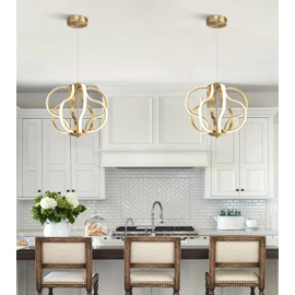 Munbea Modern Gold LED Chandelier with Remote Control, Dimmable LED Chandelier with 3 Color Temperature,8 Lights Hanging Pendant Lights for Dining Room Foyer Entryway Kitchen Living Room