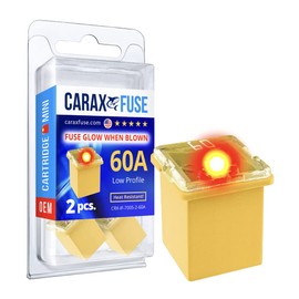 CARAX Glow Fuse – Premium Fuse Cartridge Low Profile Fuse – 60A Kit 2 pcs. – Glow When Blown LED Automotive Fuse – Smart Auto Glow Fuse Easy Identification – 2 pcs.