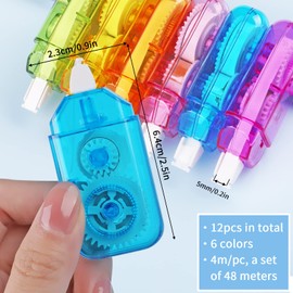 Svalor Pack of 12 Correction Rollers, Mini Correction Mouse 4 m x 5 mm, Mini Compact Correction Tape Roller, White Out Tape for Office, Home Office or School, Transparent, Multicoloured