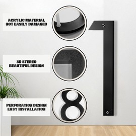 Pacify 12 Inches House Numbers for Outside Modern House Address Numbers Metal Home Signs for Outdoor, 0-7, Black (4)