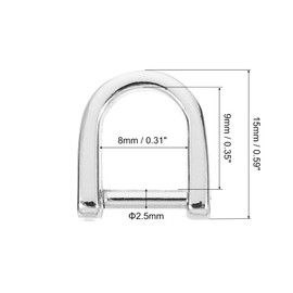 uxcell uxcell D-Rings Screw in Shackle, 4Pcs 1.5 Inch Zinc Alloy Horseshoe U Shape D Ring Buckles for Purse DIY Leather Craft Keychain, Silver