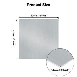 LAVMHAB 2 Pcs 1.5mm Thick Aluminum Sheet, 80mm x 80mm Aluminum Plate Square Aluminum Metal Plates for DIY Crafts, Industry Welding, Grade 6063