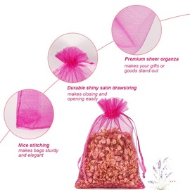 WLEAD 4x6 Inch 50PCS Multi-Color Organza Bags - 5 Colors (White/Black/Pink/Green/Mix) for Candy, Wedding Favors,Birthday Party Favors, Small Business Retail Packaging