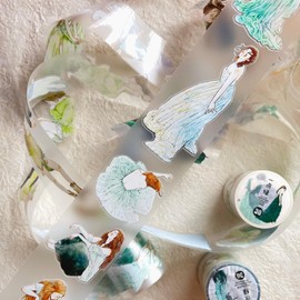 RICHTAPES DingDing Vol9-30 A Little Green, Matte PET Tape Pre-Cut Washi Tape Stickers, 5 cm x 10 m, Original Vintage Character Design for Scrapbooking, Bullet Journals, Planners & Arts Crafts