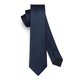 HISDERN Men's Tie Slim Plain Silk Ties for Men Classic Formal Elegant Tie Wedding Party Business Tie 6 cm, Navy 1